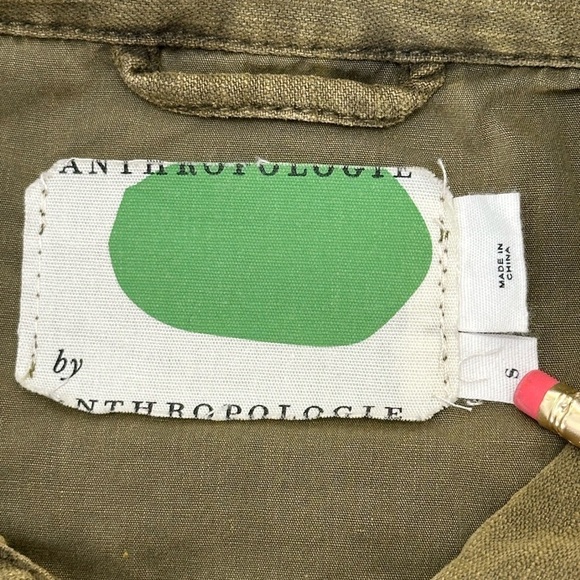 Anthropologie Olive Green Patch Ruffle Pockets Size Small Jacket - Picture 9 of 15